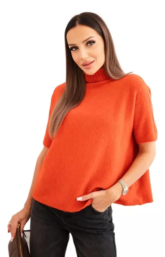 Women's orange short-sleeved sweater Endi