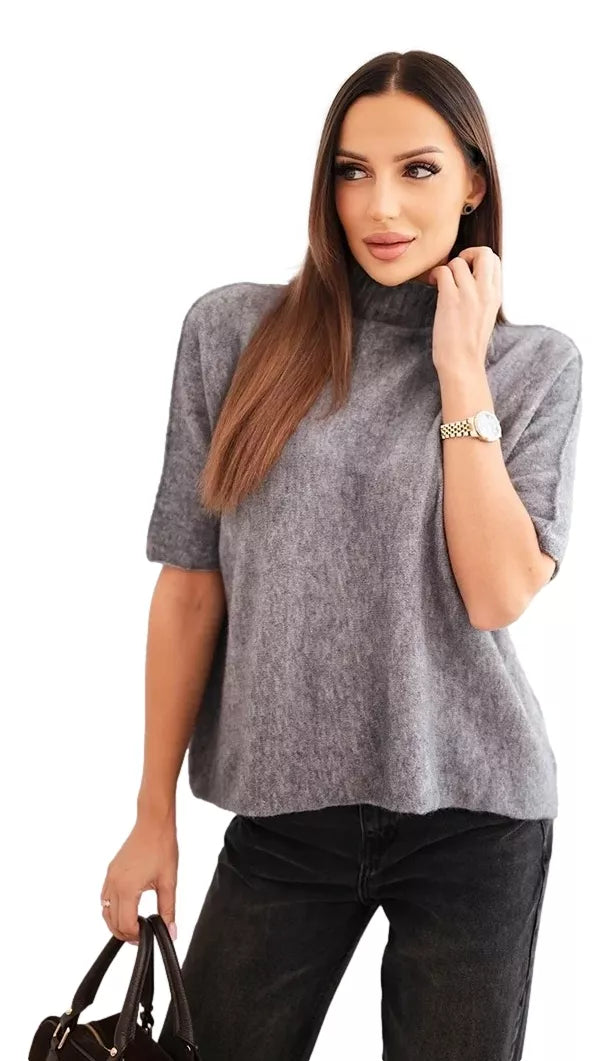 Women's gray short-sleeved sweater Endi