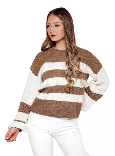 Women's brown/white sweater Tango