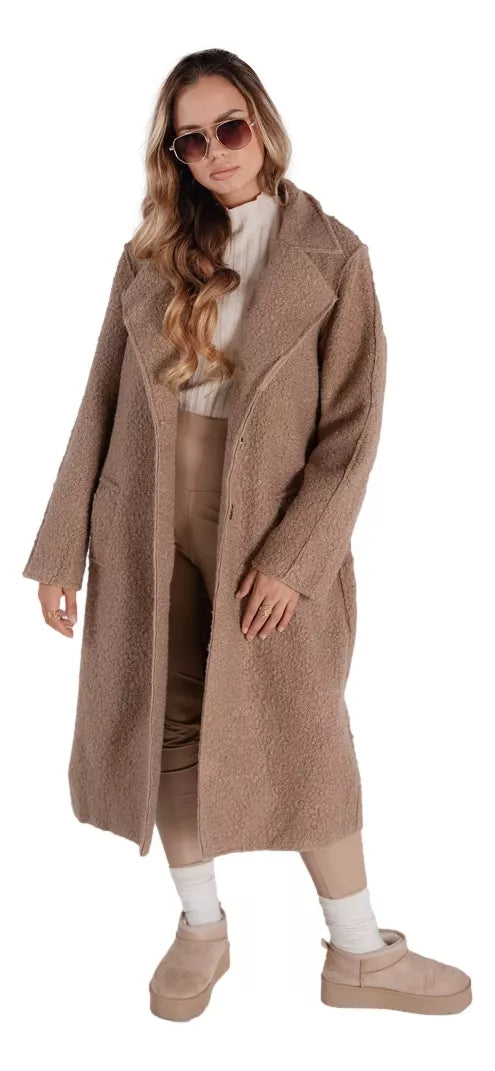 Women's brown long sheepskin coat Tomson