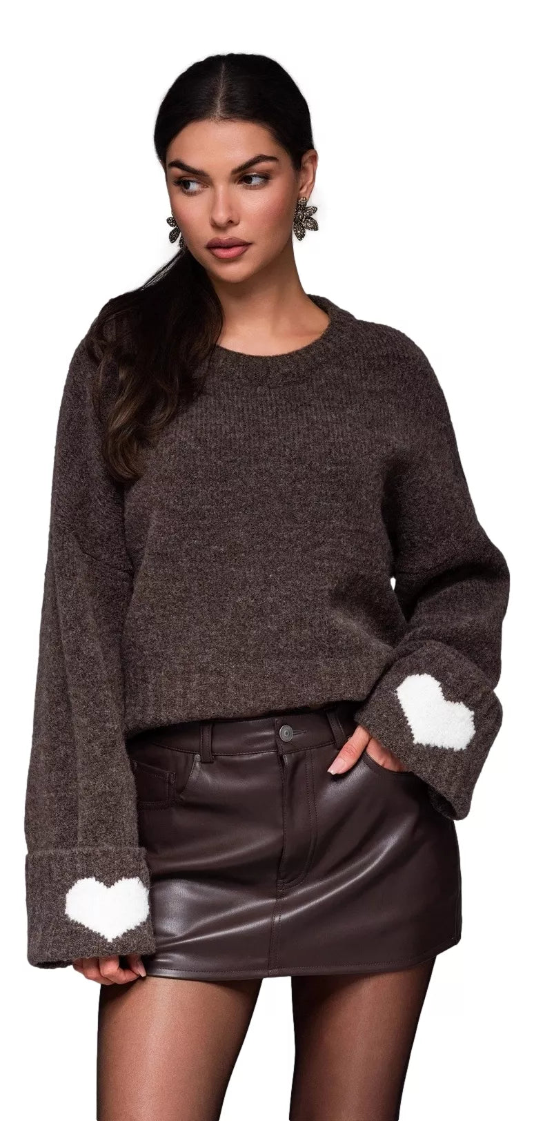 Women's brown sweater Heart