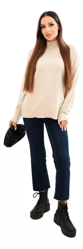 Women's brown turtleneck sweater Larsi