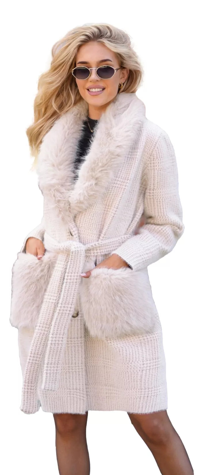 Women's brown coat with fur Korin