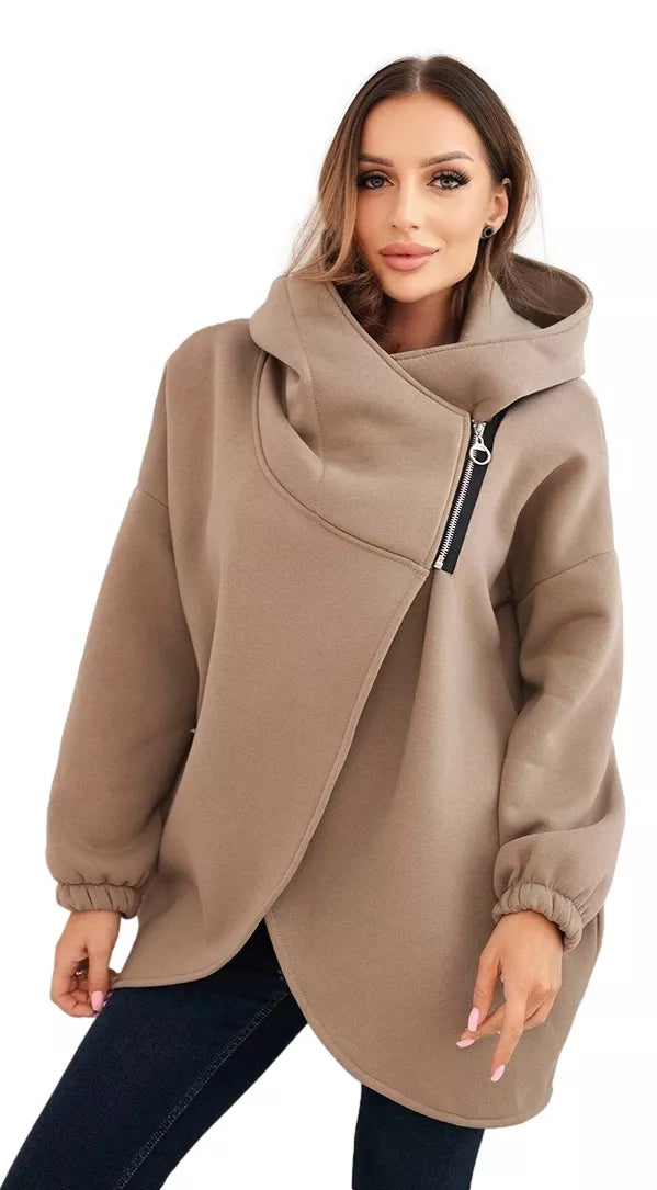 Women's light brown sweater with hood Jonit