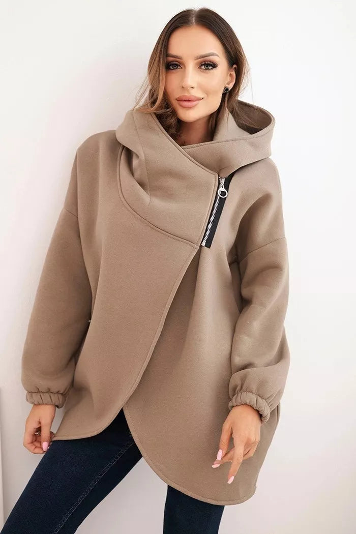 Women's light brown sweater with hood Jonit