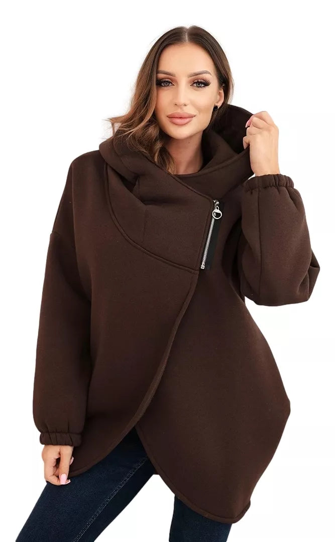 Women's dark brown sweater with hood Jonit