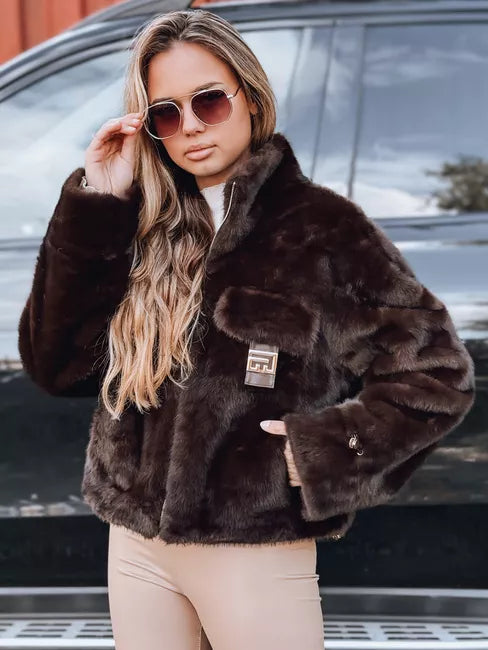Women's dark brown short fur coat Ariel