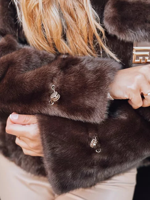 Women's dark brown short fur coat Ariel