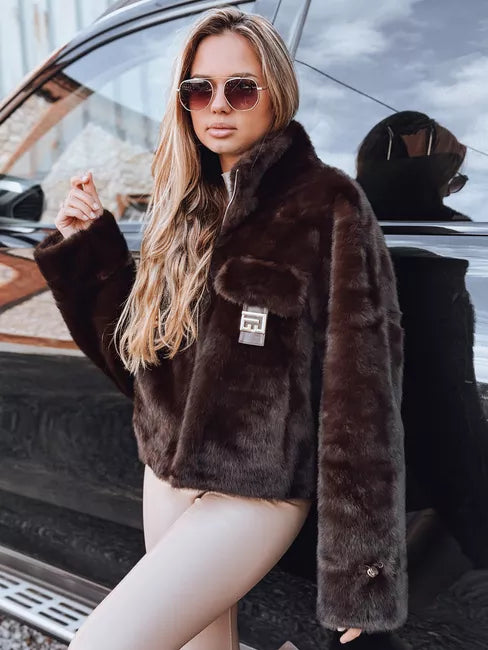 Women's dark brown short fur coat Ariel