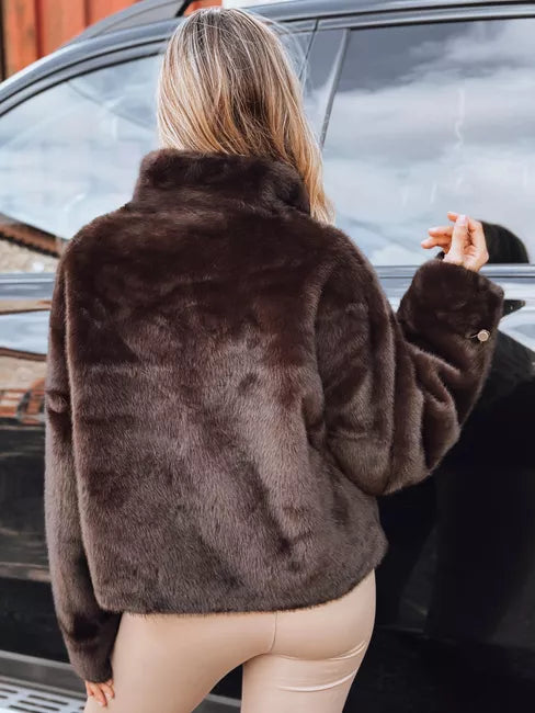 Women's dark brown short fur coat Ariel