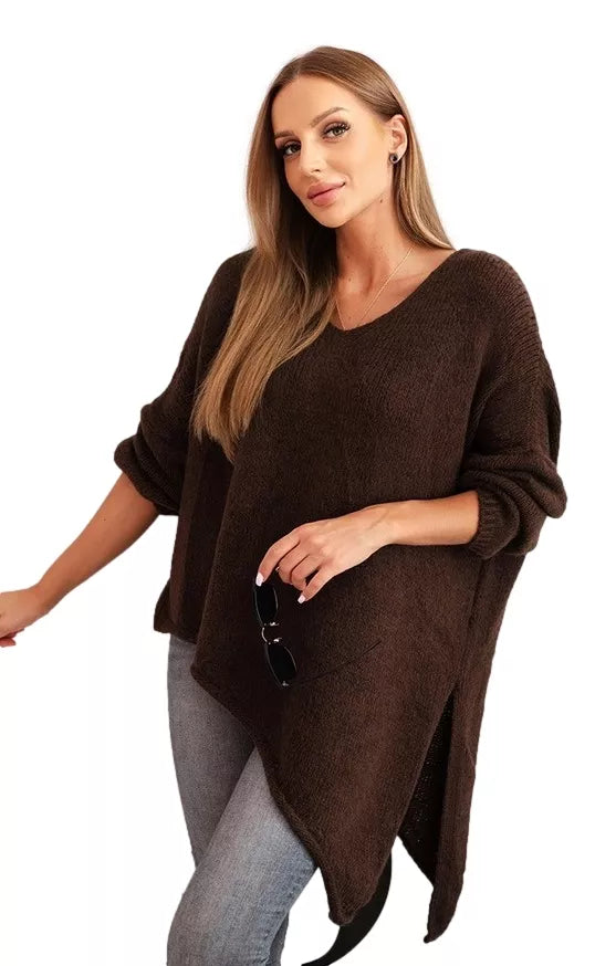 Women's dark brown wool sweater Elvis 