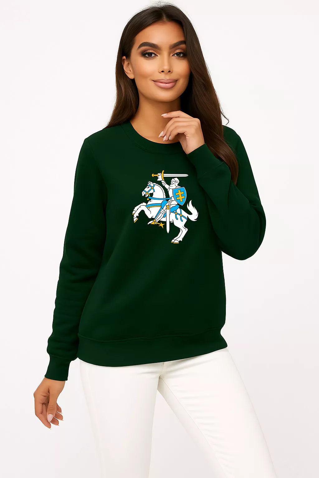 Women's dark green hoodie Vytis