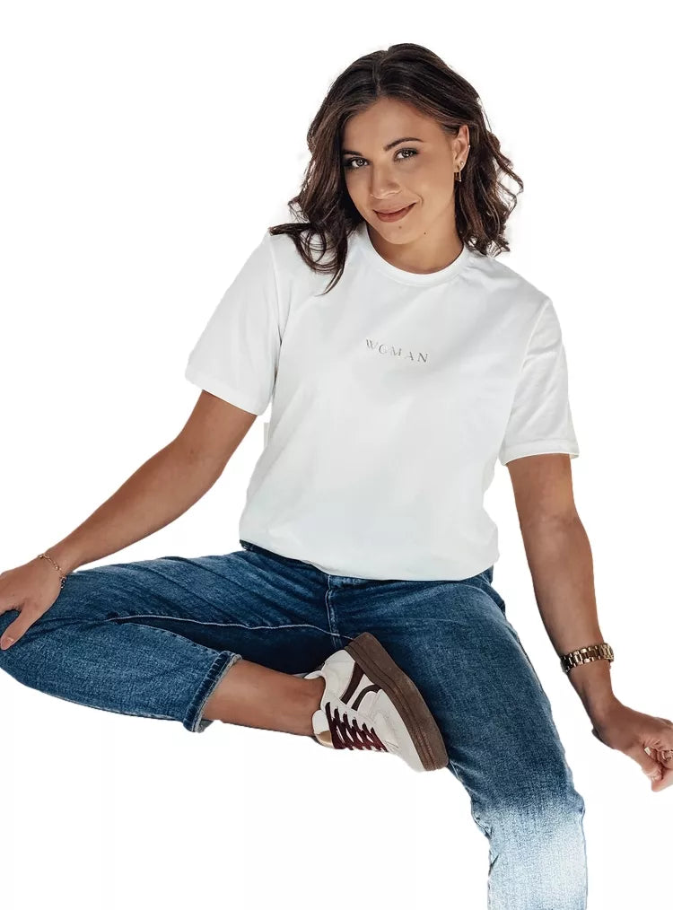 Women's white T-shirt Woman