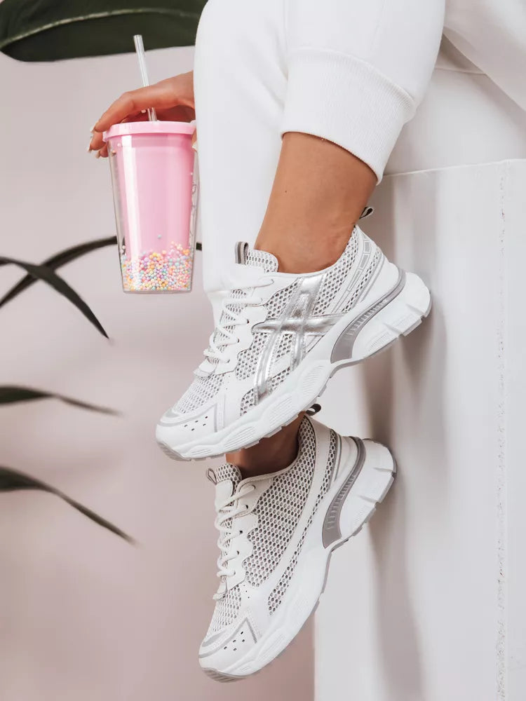 Women's white with silver details casual shoes Dinamic