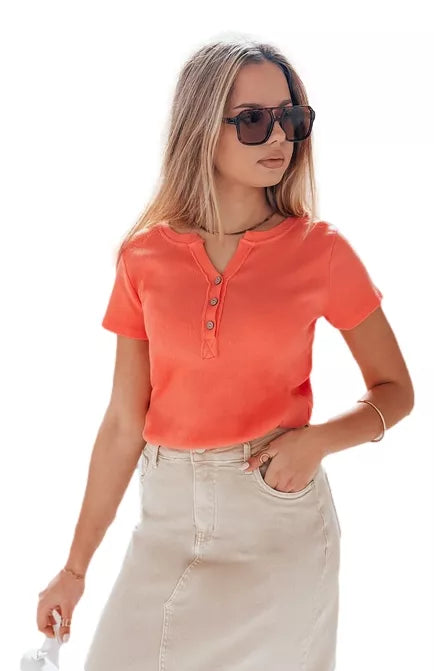 Women's coral-colored T-shirt Elin