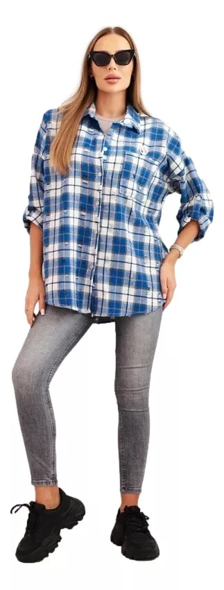 Women's blue checked shirt Copo