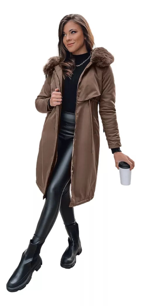 Brown long women's jacket Juste