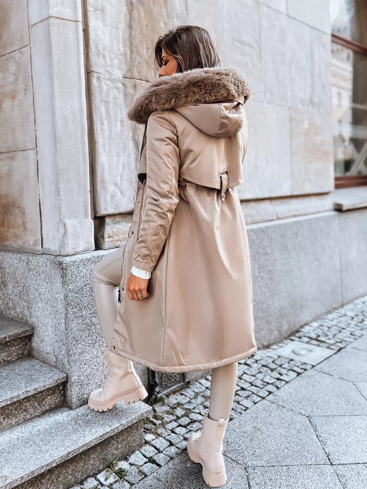 Brown long women's jacket Juste