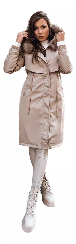 Brown long women's jacket Juste