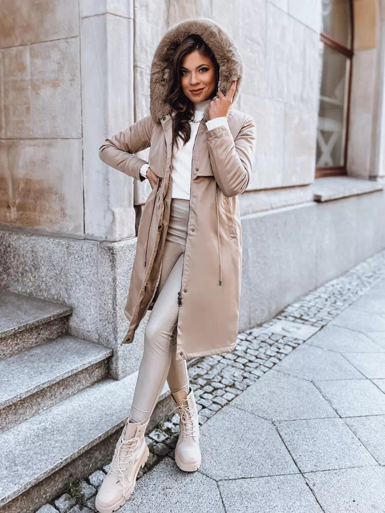 Brown long women's jacket Juste