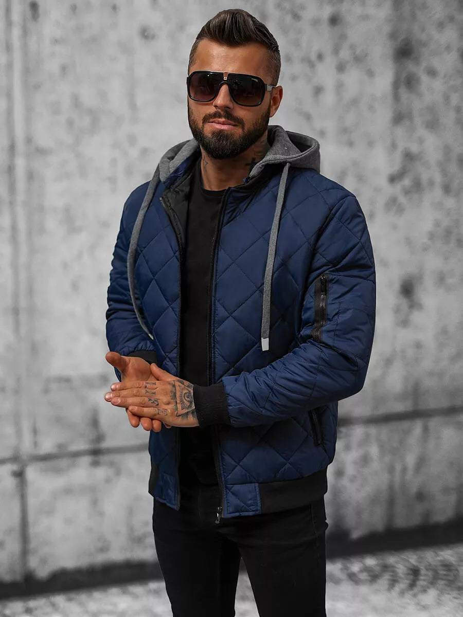 Navy blue men's jacket with hood Lator
