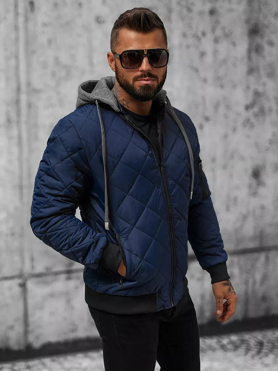 Navy blue men's jacket with hood Lator