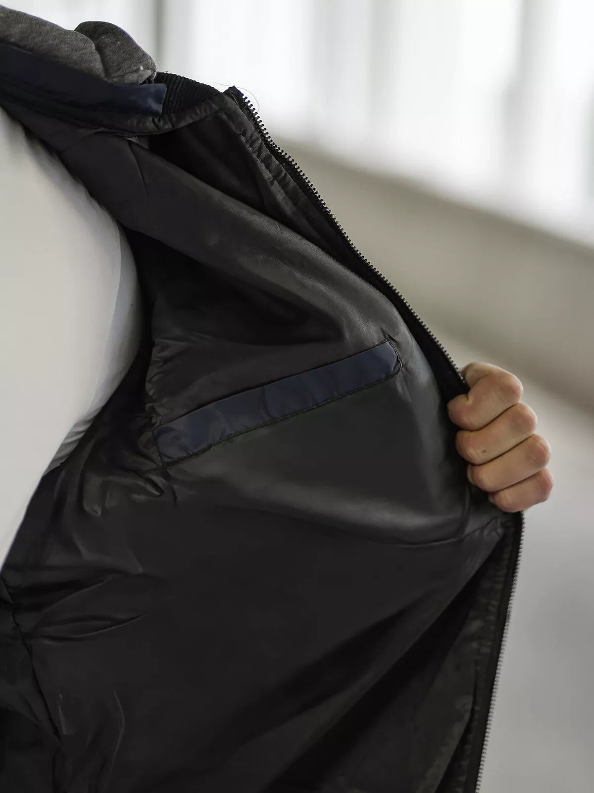 Navy blue men's jacket with hood Lator