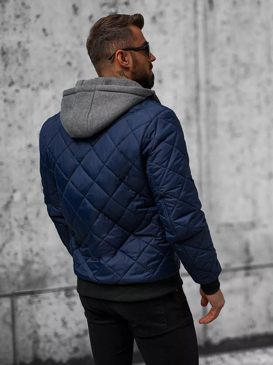 Navy blue men's jacket with hood Lator