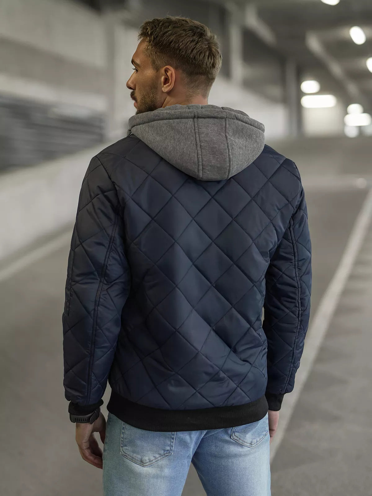 Navy blue men's jacket with hood Lator