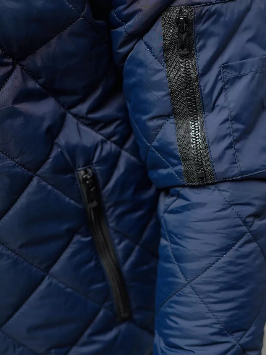 Navy blue men's jacket with hood Lator