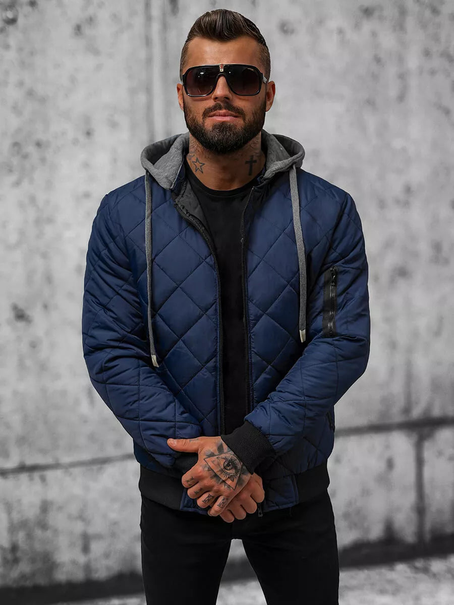Navy blue men's jacket with hood Lator