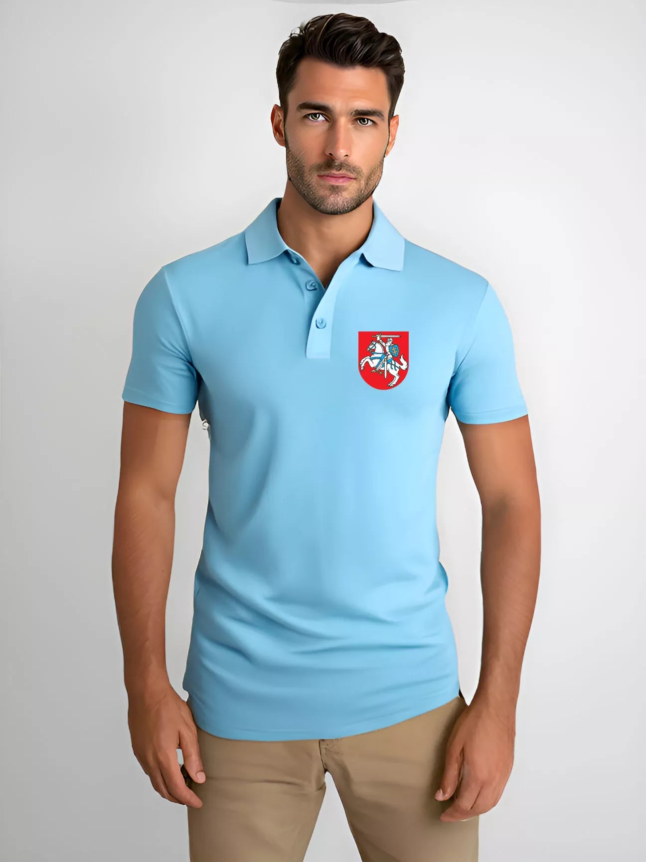 Men's light blue polo shirt Coat of arms 
