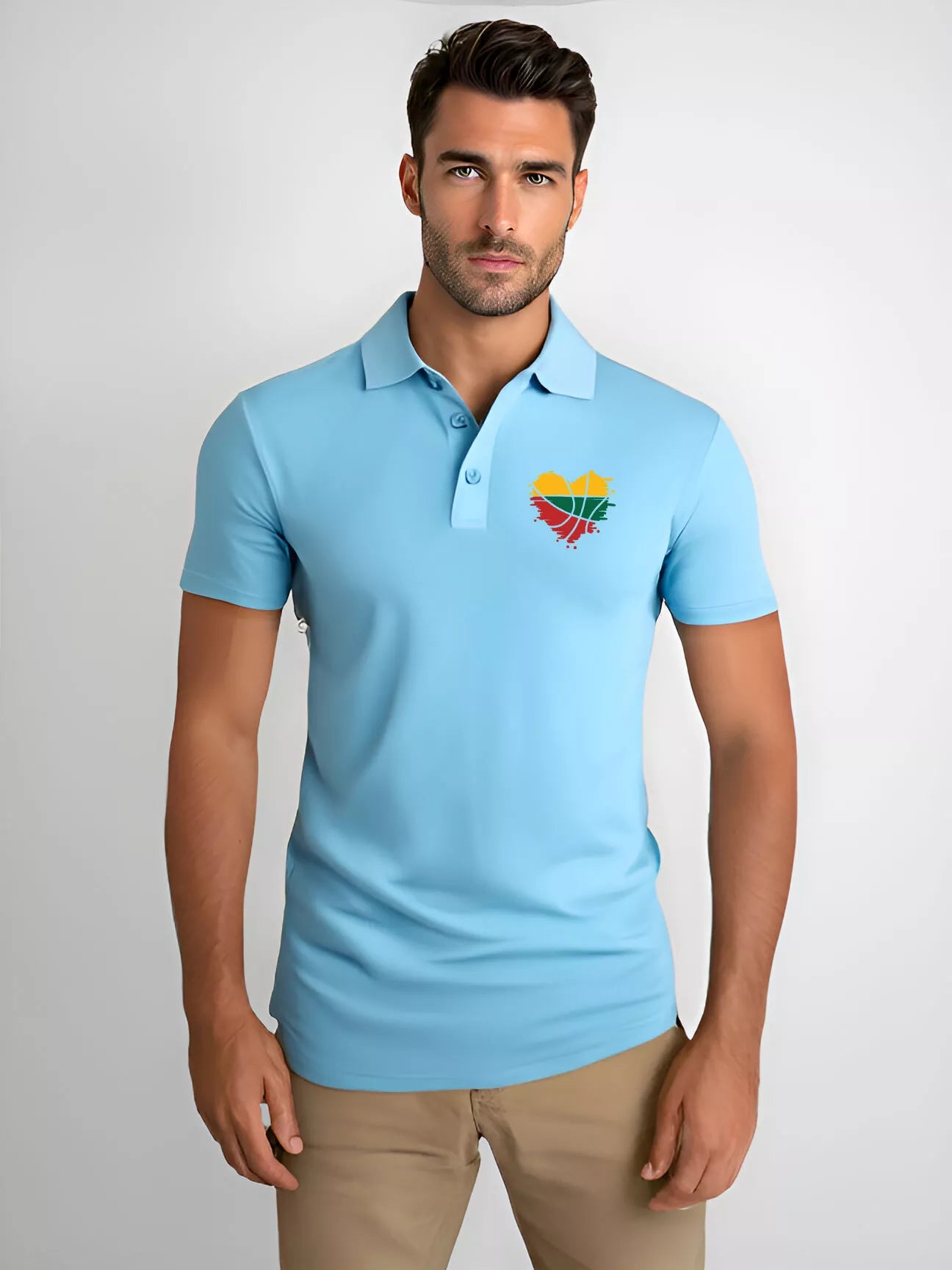 Men's light blue polo shirt Heart 