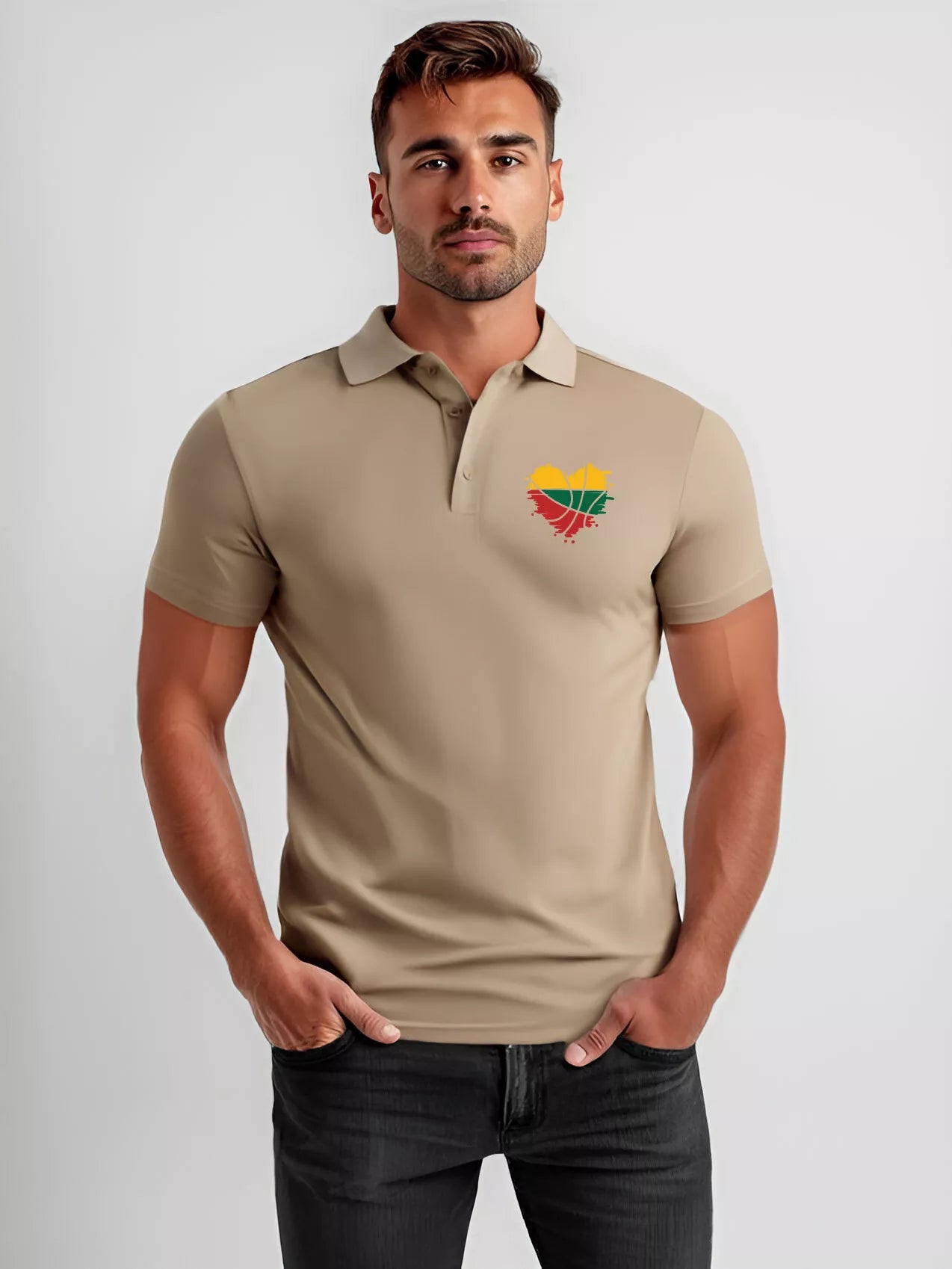 Men's brown polo shirt Heart