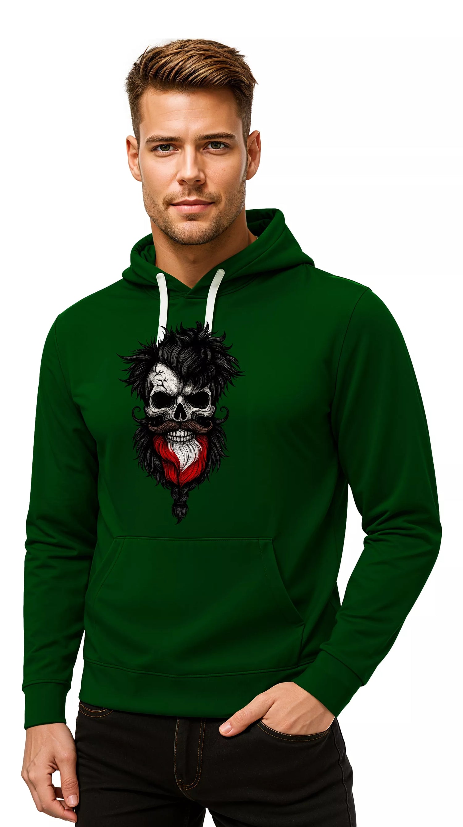 Men's green sweater Poland skull