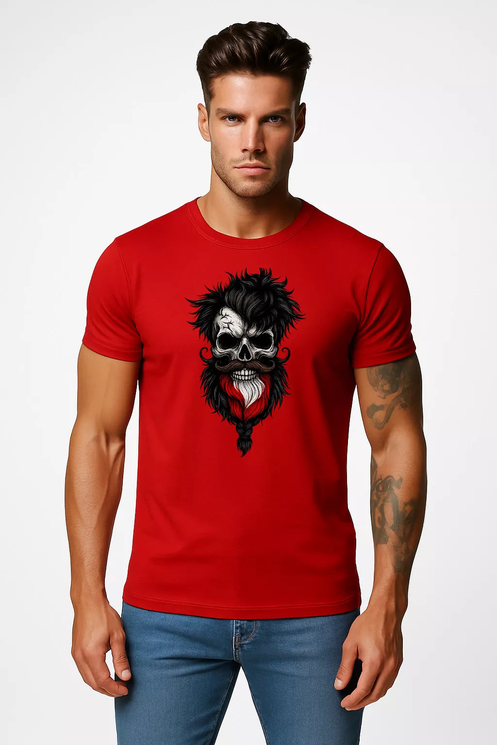 Men's red t-shirt Poland skull