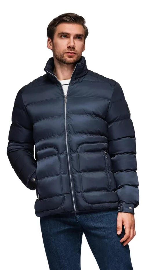 Men's quilted navy blue jacket Wudi