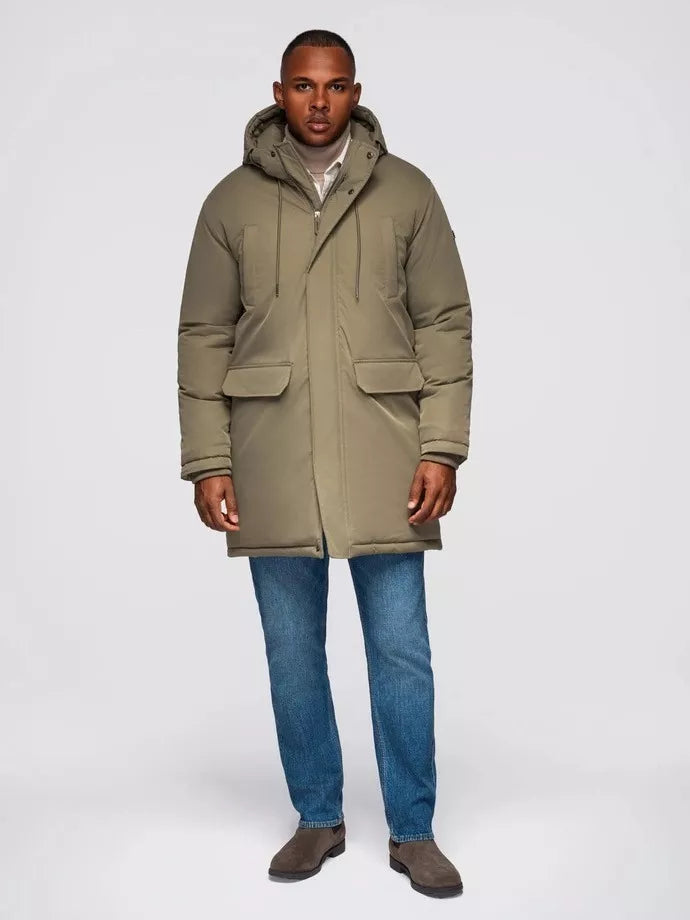 Men's long khaki jacket Fend