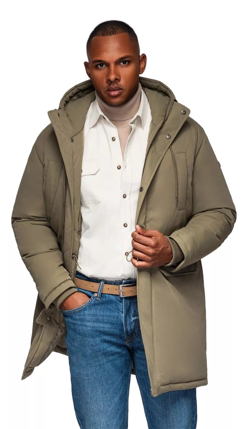 Men's long khaki jacket Fend