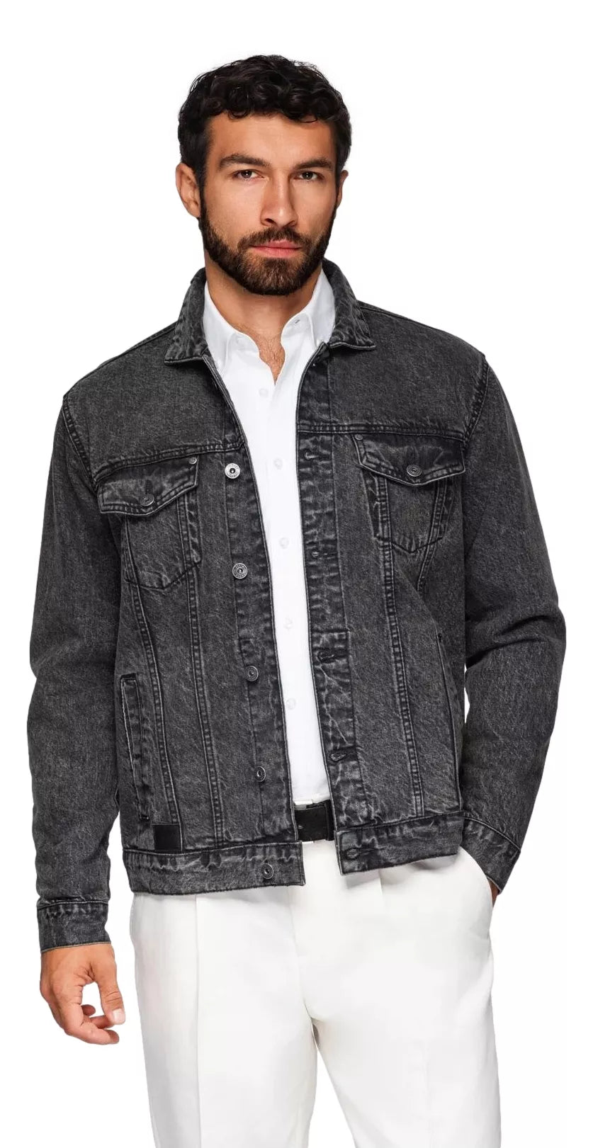 Men's black denim jacket Auger