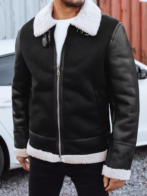 Men's black leather jacket Mito