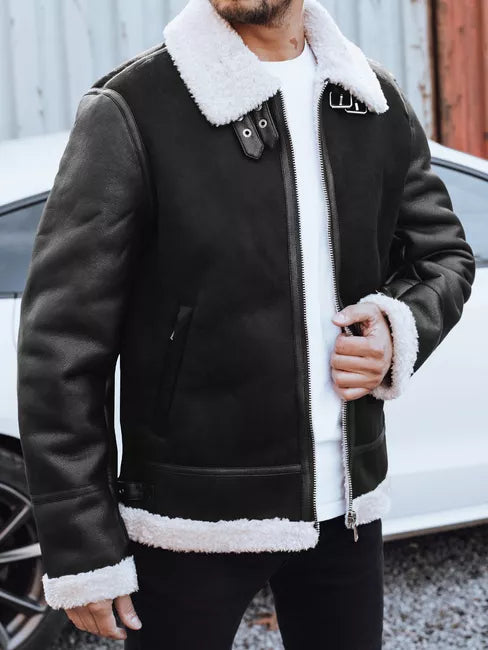 Men's black leather jacket Mito