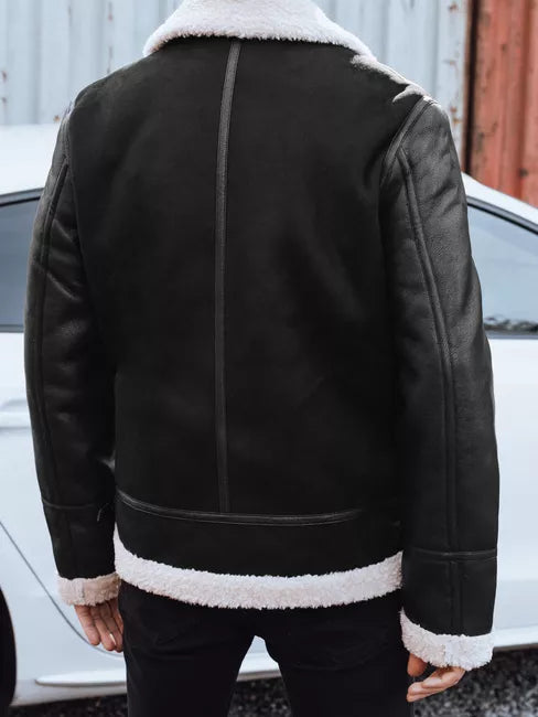 Men's black leather jacket Mito