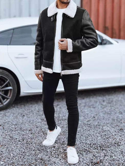 Men's black leather jacket Mito