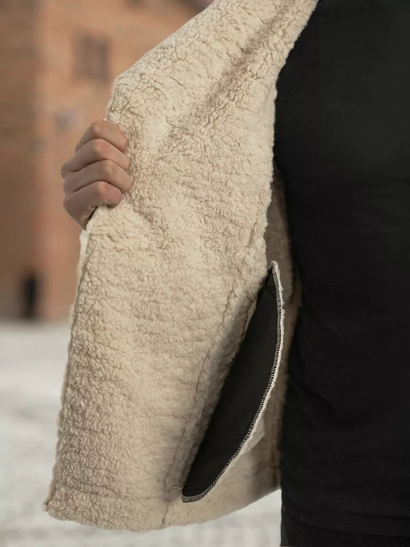 Men's black leather jacket with fur