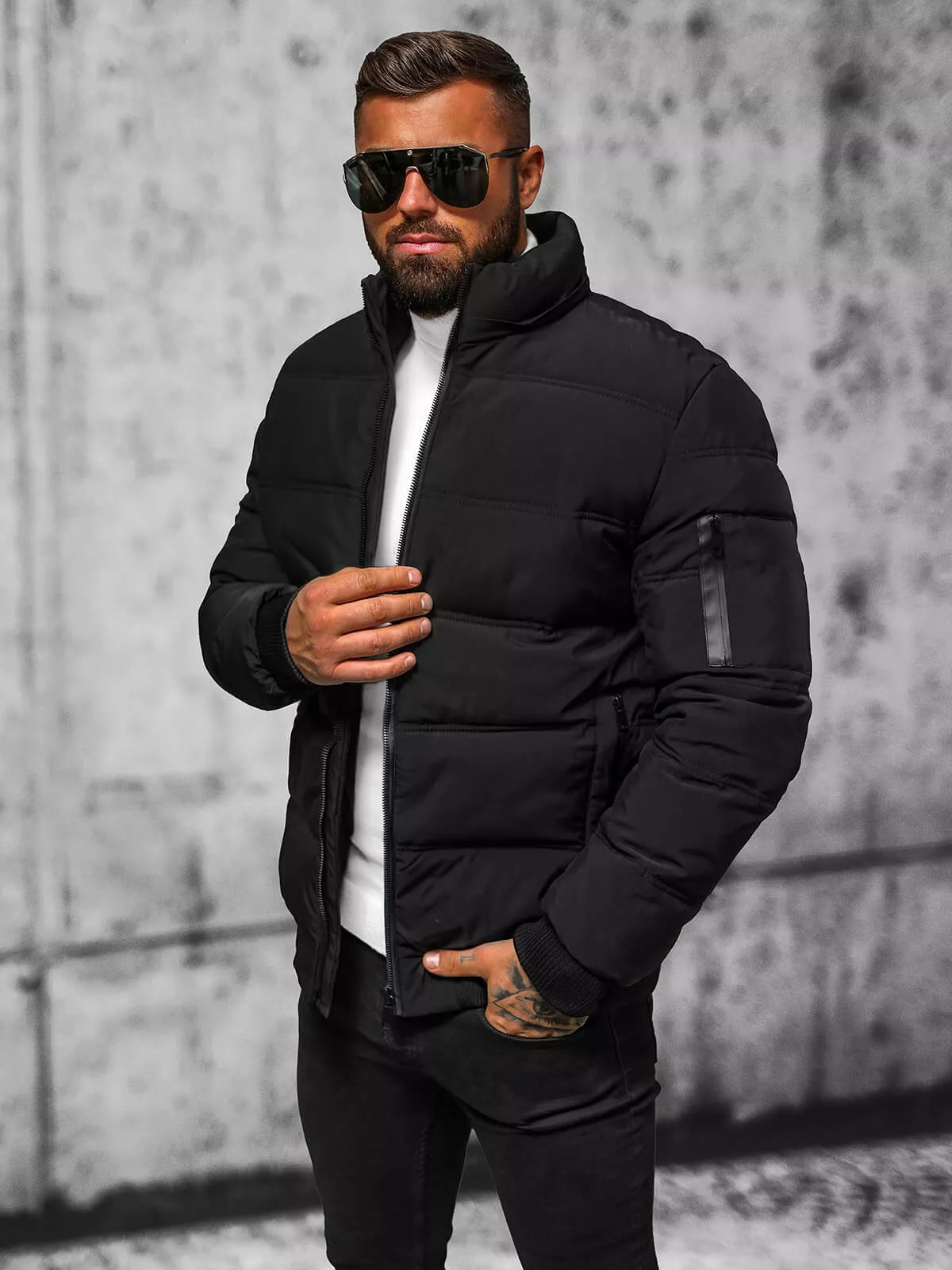 Men's black winter jacket Rock