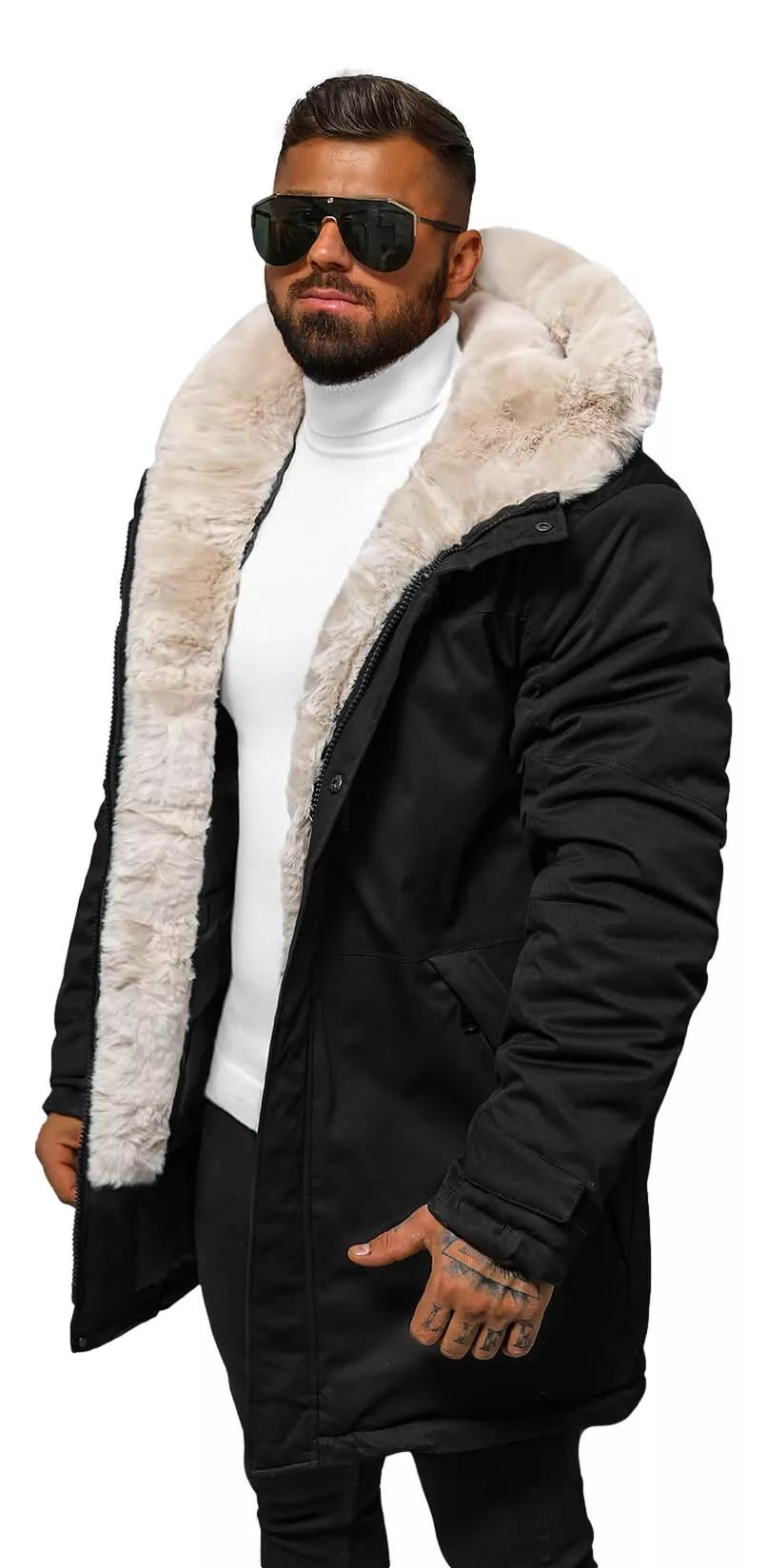 Men's black winter jacket with fur Eget