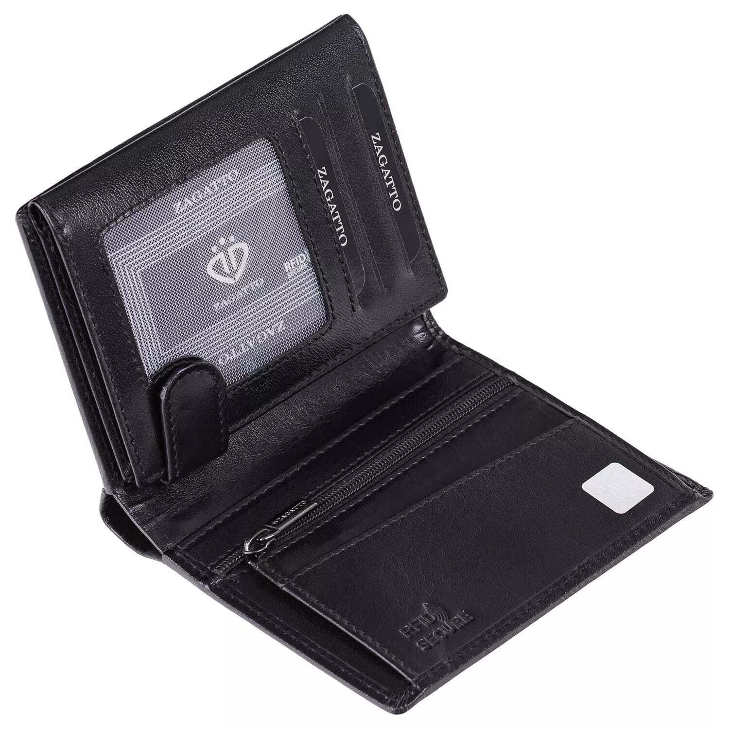 Men's wallet made of genuine leather Jesse (black) 