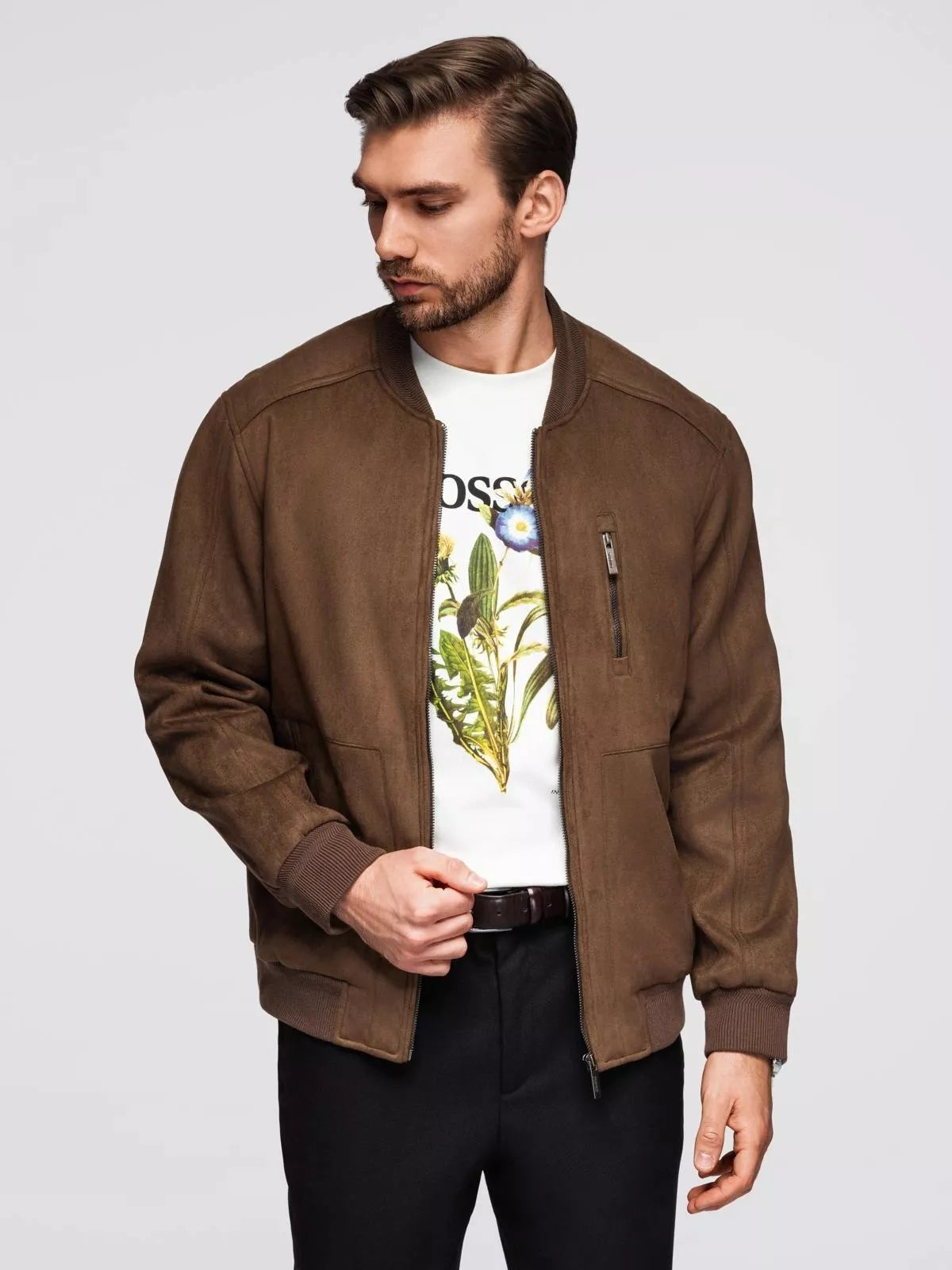 Men's brown faux leather jacket Vilin