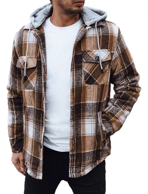 Men's brown jacket with hood Endrik